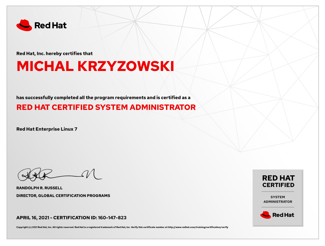 RHCSA - expired, to be renewed